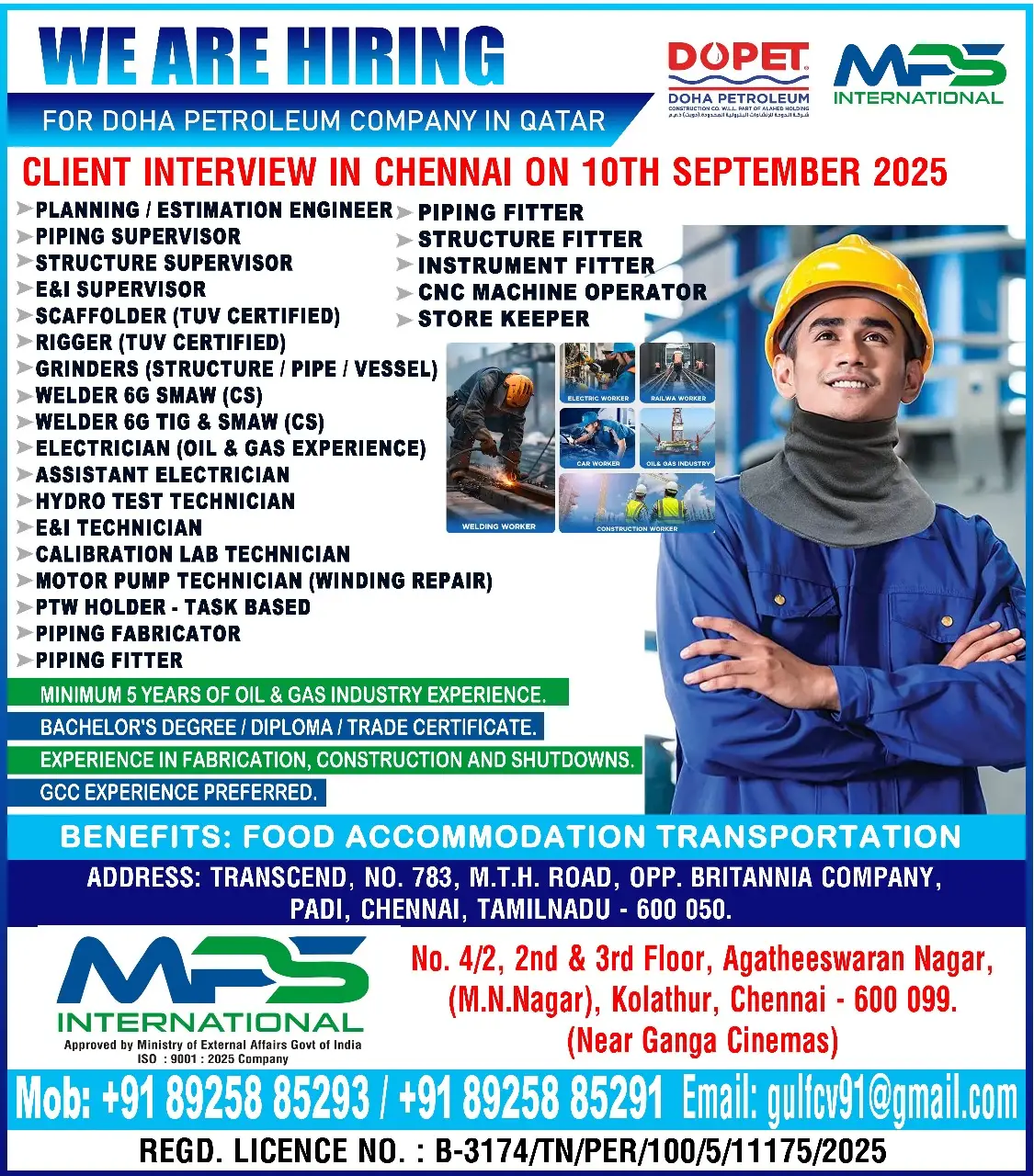 Qatar Oil & Gas Recruitment – Chennai