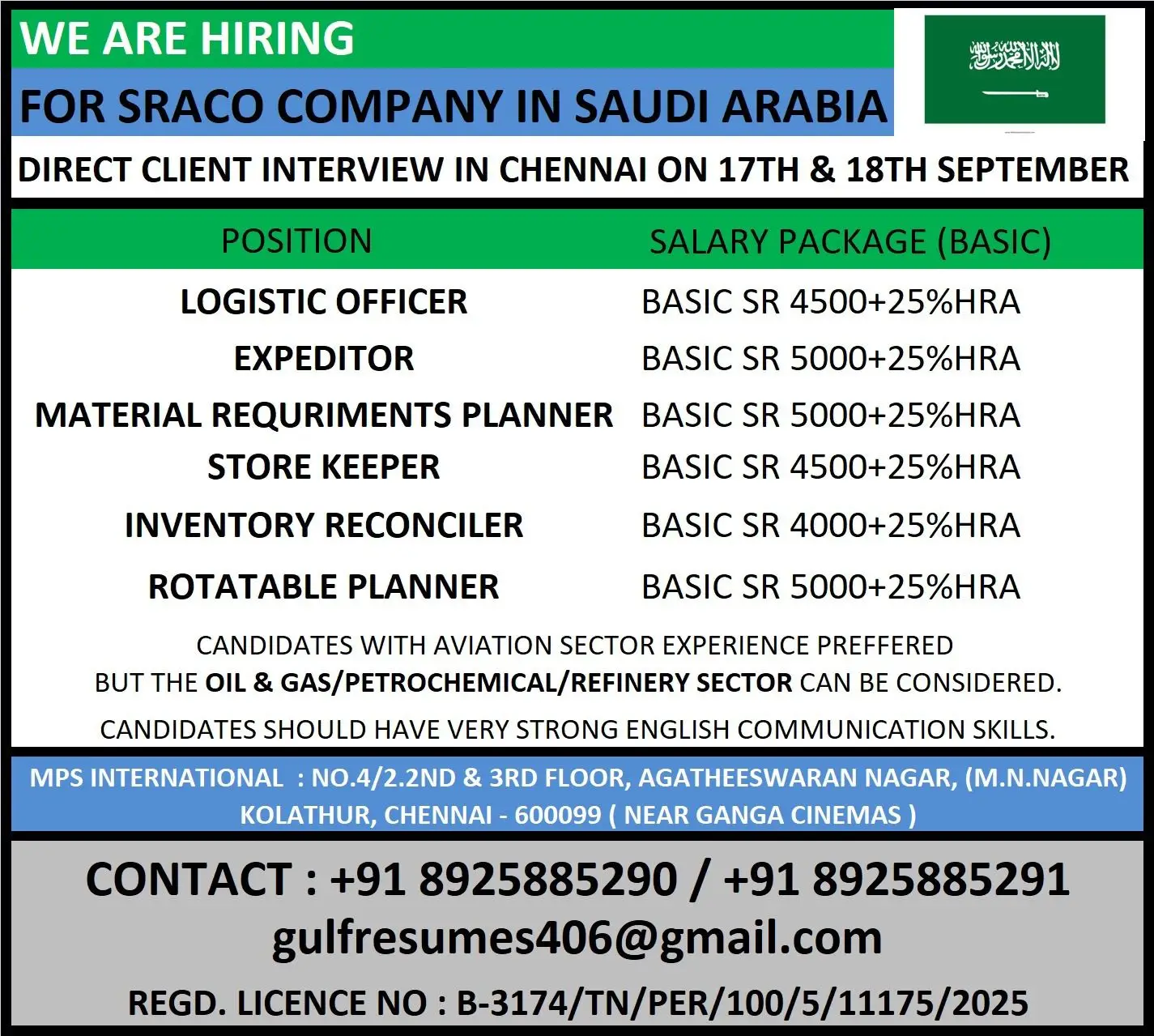 Saudi Arabia Hiring – SRACO Company
